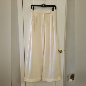 Max Mara Sfilata Runway Ivory 100% Virgin Wool Wide Leg Trousers Italy Size 4